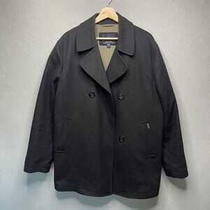 Faconnable Blazer Men's Black Wool Blend Double Breasted Pea Coat M